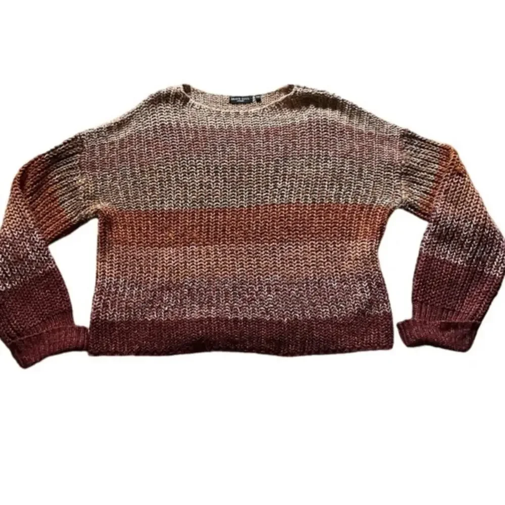 Brave Soul Earthy Cropped Knit Women's/Teen Sweater S/M Knit Colorblock Natural